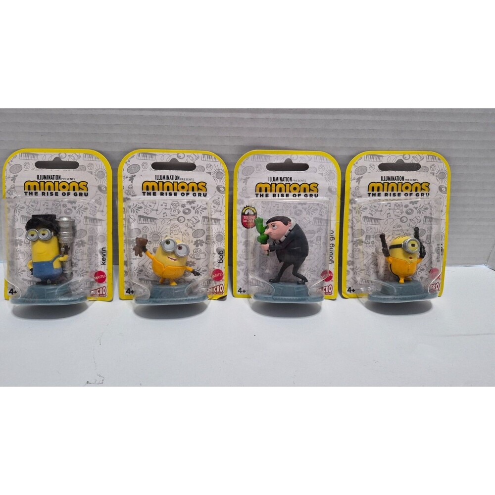 Minions: The Rise of Gru Micro Collection – Kevin, Bob, Young Gru & Minion – 4‑P